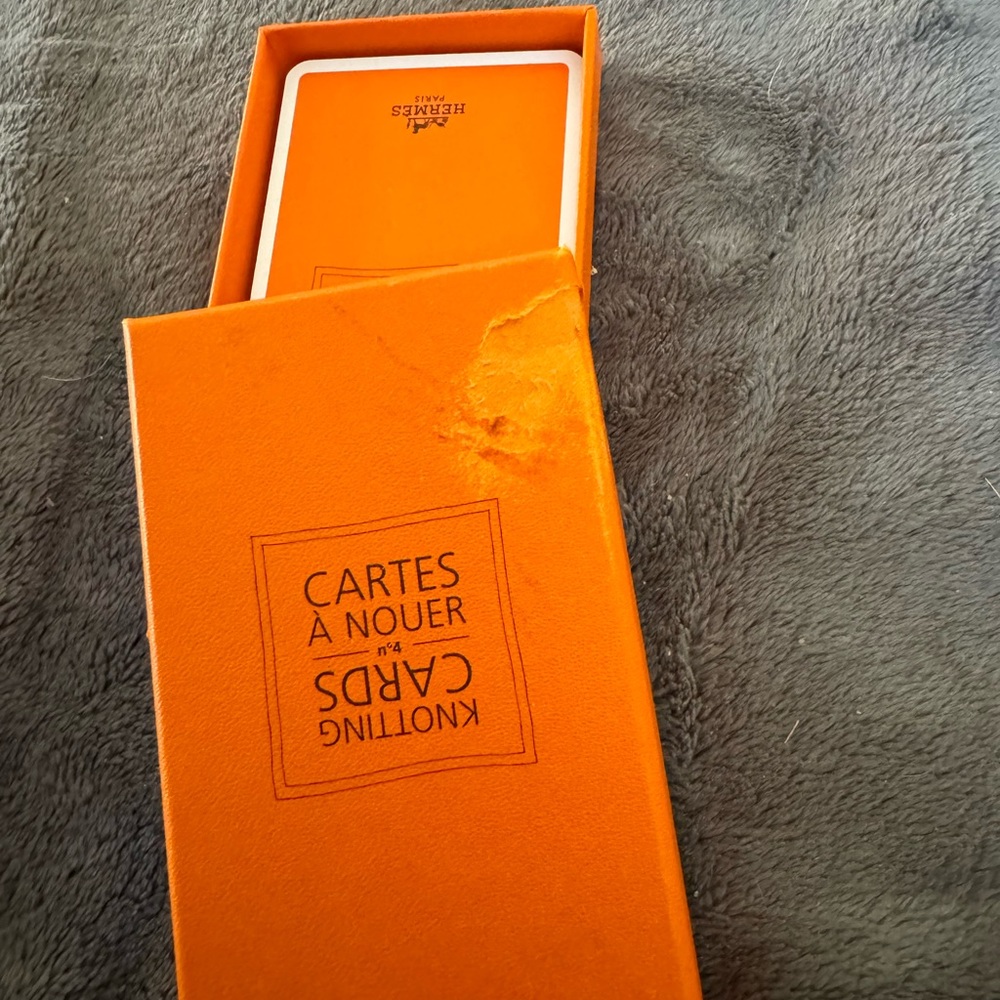 Hermes Scarf Knotting Cards Box Torn Front